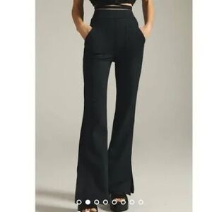 Maeve by Anthro Ponte Knit High Rise Wide Split Leg Pull On Pants in Black - XL